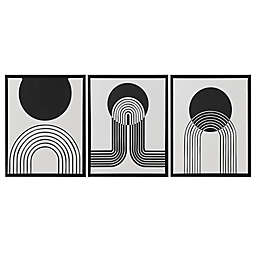 Urban Habitat Cosmic Curl 17-Inch x 21-Inch Framed Canvas Wall Art in Black/Taupe (Set of 3)