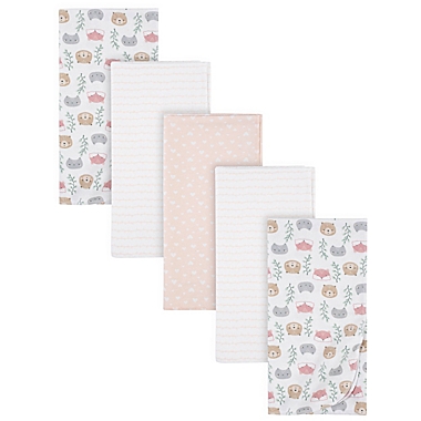 Gerber&reg; 5-Pack Woodland Flannel Blankets in White. View a larger version of this product image.