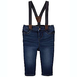 OshKosh B'gosh® Size 18M Knit Denim Suspender Jeans