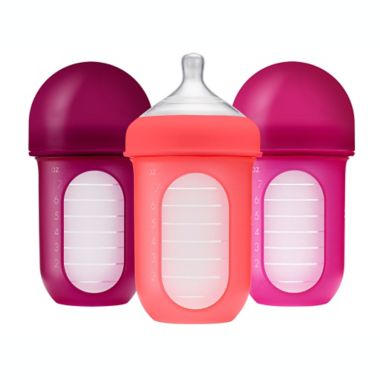 Boon NURSH&trade; 3-Pack 8 oz. Silicone Pouch Bottle in Pink. View a larger version of this product image.