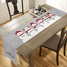 Snowman Family 60-Inch Personalized Christmas Table Runner
