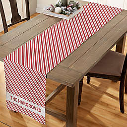Candy Cane Lane 60-Inch Personalized Christmas Table Runner in Red/White