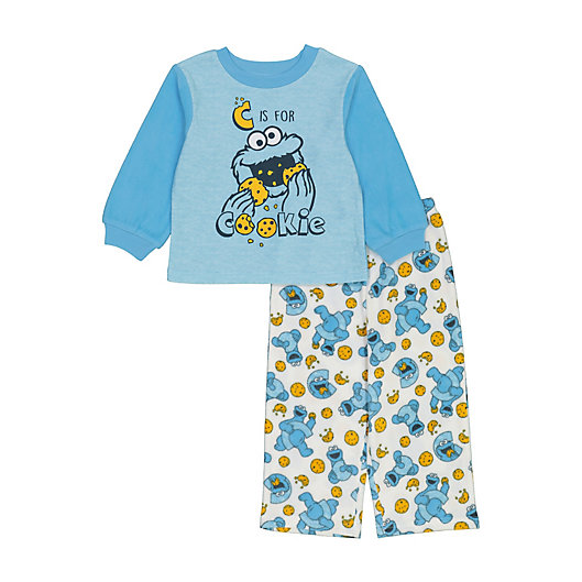 Alternate image 1 for Sesame Street® 2-Piece Cookie Monster Fleece Pajama Set