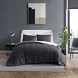 Kenneth Cole New York® Harrington Pinstripe 3-Piece Down Alternative Comforter Set in Black