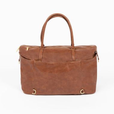 Freshly Picked Faux Leather Weekender Diaper Bag in Amber. View a larger version of this product image.