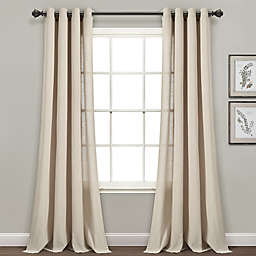 Lush Decor Faux Linen 84-Inch Grommet Window Curtain Panels in Linen (Set of 2)