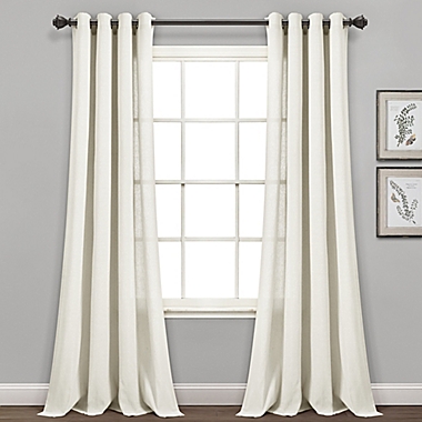 Lush Decor Faux Linen 84-Inch Grommet Window Curtain Panels in White (Set of 2). View a larger version of this product image.
