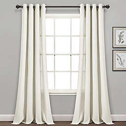Lush Decor Faux Linen 84-Inch Grommet Window Curtain Panels in White (Set of 2)
