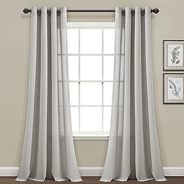 Lush Decor Faux Linen 84-Inch Grommet Window Curtain Panels in Light Grey (Set of 2). View a larger version of this product image.