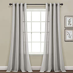 Lush Decor Faux Linen 84-Inch Grommet Window Curtain Panels in Light Grey (Set of 2)