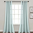 Alternate image 0 for Lush Decor Faux Linen 84-Inch Grommet Window Curtain Panels in Blue (Set of 2)