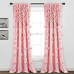 Lush Décor Riley 84-Inch Rod Pocket Window Curtain Panel in Pink (Single)