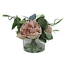 Alternate image 0 for Everhome&trade; 11-Inch Faux Peony and Rose Arrangement in Pink with Glass Vase