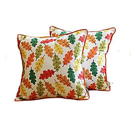 HomeRoots™ Autumn Leaves Throw Pillow Covers in Orange (Set of 2)