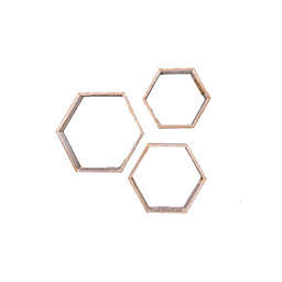 HomeRoots Wood Hexagonal Open Box Shelves in Natural/Grey (Set of 3)