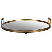 HomeRoots Round Mirrored Decorative Tray in Gold
