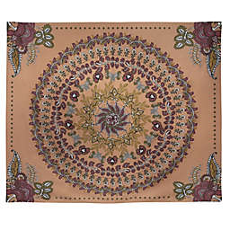 HomeRoots Center Medallion 57.5-Inch x 50-Inch Hanging Wall Tapestry in Coral/Multi