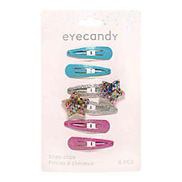 eyecandy™ 6-Piece Glitter Snap Clips with Charms