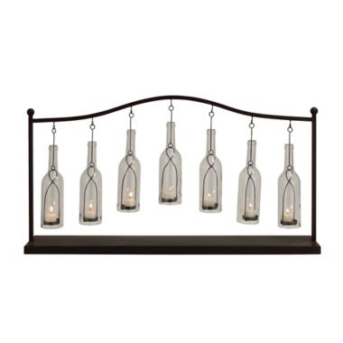 Ridge Road Decor 7-Light Metal Farmhouse Candle Holder in Black. View a larger version of this product image.