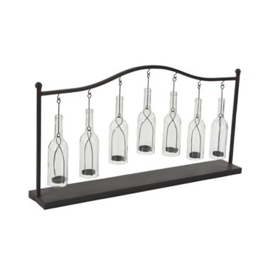 Ridge Road Decor 7-Light Metal Farmhouse Candle Holder in Black. View a larger version of this product image.