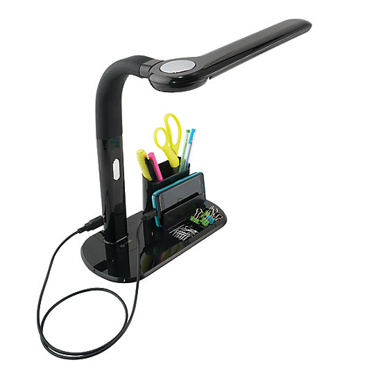 Alternate image 1 for OttLite® LED Pivoting Bankers Desk Lamp with USB Charging Port in Black