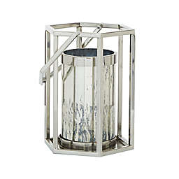 Ridge Road Decor Stainless Steel Contemporary Lantern in Silver