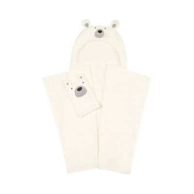 Marmalade&trade; Polar Bear Hooded Towel and Mitt Set in White/Grey