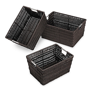 Rattique Storage Baskets in Espresso (Set of 3). View a larger version of this product image.