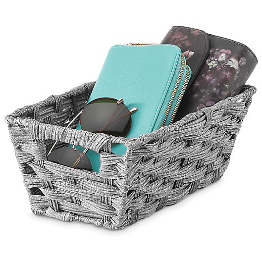 Alternate image 1 for Whitmor Spit Rattique® Small Shelf Tote Basket in Grey