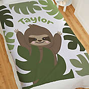 Jolly Jungle Sloth Fleece Baby Blanket in Green