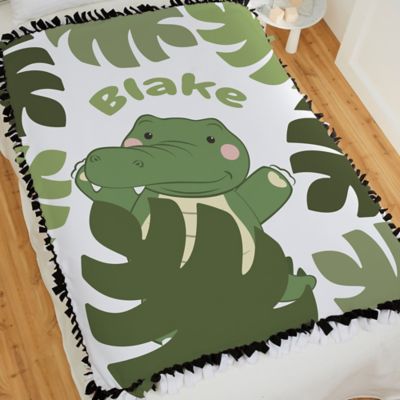 Jolly Jungle Gator Tie Baby Blanket in Green