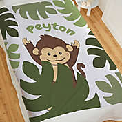 Jolly Jungle Monkey 80-Inch Fleece Baby Blanket in Green