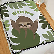 Jolly Jungle Sloth Tie Baby Blanket in Green