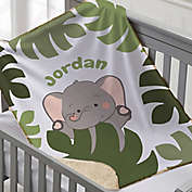 Jolly Jungle Elephant Sherpa Baby Blanket in Green