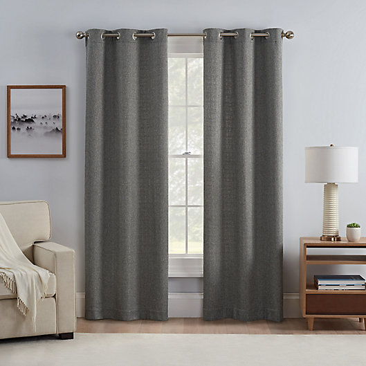 Alternate image 1 for Eclipse Carter 95-Inch Draftstopper Grommet Window Curtain Panels in Charcoal (Set of 2)