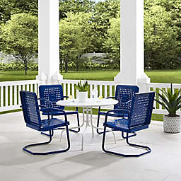 Crosley Bates 5-Piece Outdoor Dining Set in Navy/White
