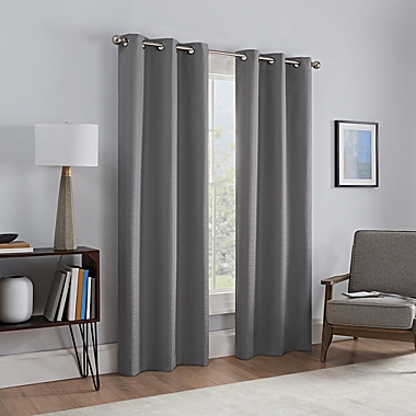 Talisa 63" Absolute Zero Draftstopper Fleece Lined Grommet Window Curtain Panel Pair in Grey. View a larger version of this product image.