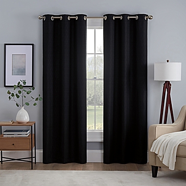 Eclipse&reg; Kylie 63-Inch Grommet 100% Blackout Window Curtain Panels in Black (Set of 2). View a larger version of this product image.