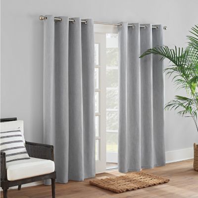 Sunbrella&reg; Solid Canvas 96-Inch Grommet Indoor/Outdoor Window Curtain Panel in Grey