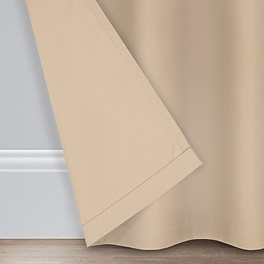 Sunbrella&reg; Solid Canvas 96-Inch Grommet Indoor/Outdoor Window Curtain Panel in Beige. View a larger version of this product image.