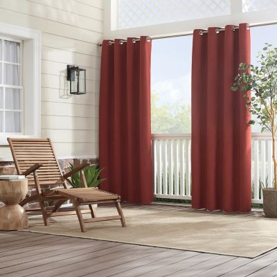 Sunbrella&reg; Solid Canvas 108-Inch Grommet Indoor/Outdoor Window Curtain Panel in Red