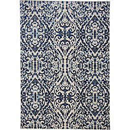 Weave & Wander Carini Damask 4'3 x 6'3 Area Rug in Royal Blue