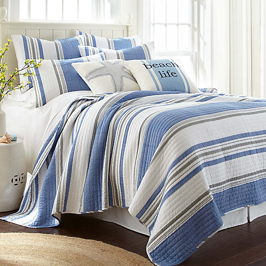Alternate image 1 for Levtex Home Cyra Reversible Twin Quilt Set in Blue