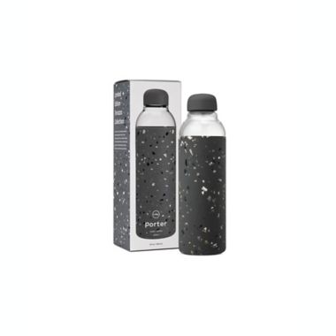 W&amp;P Porter 20 oz. Glass Water Bottle in Charcoal Terrazzo. View a larger version of this product image.