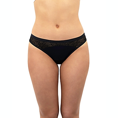 Saalt Medium Leakproof Thong in Black. View a larger version of this product image.