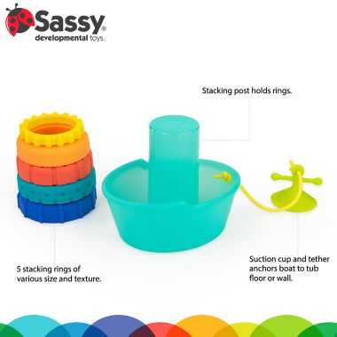 Sassy&reg; Stackin&rsquo; Ship Tub Toy Bath Ring Stacker. View a larger version of this product image.