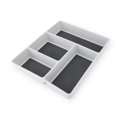 Simply Essential&trade; 4-Compartment Drawer Organizer in Light Grey/Dark Grey