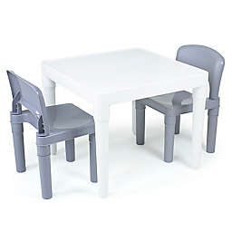 Humble Crew Kids Plastic Table and Chair Set in White/Grey