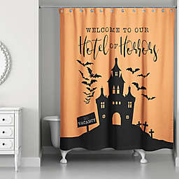 Design Direct 71-Inch x 74-Inch Hotel Of Horrors Shower Curtain in Orange