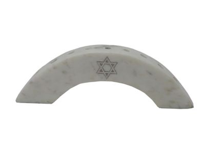 Modern Classic Hanukkah Menorah in White/Silver